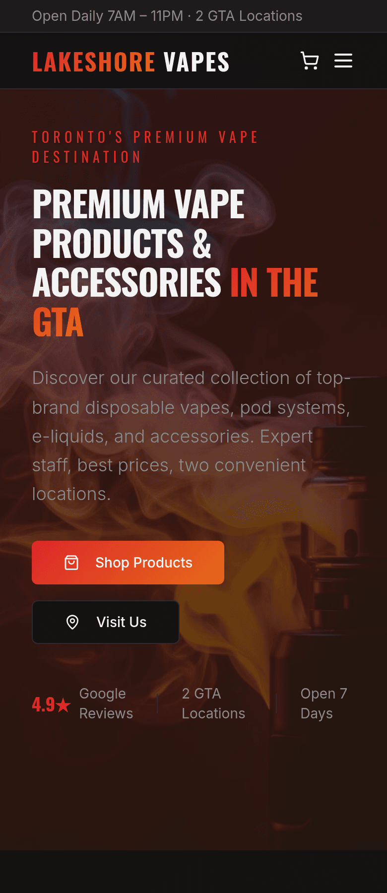 Vape store on a phone